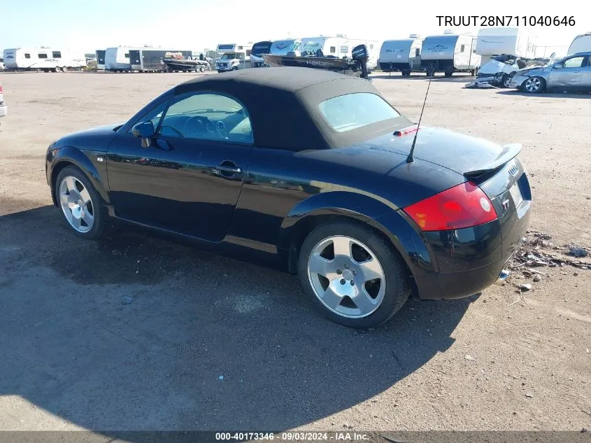 2001 Audi Tt VIN: TRUUT28N711040646 Lot: 40173346