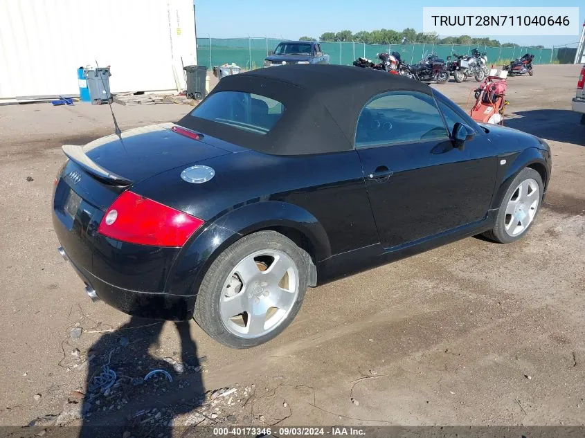 2001 Audi Tt VIN: TRUUT28N711040646 Lot: 40173346