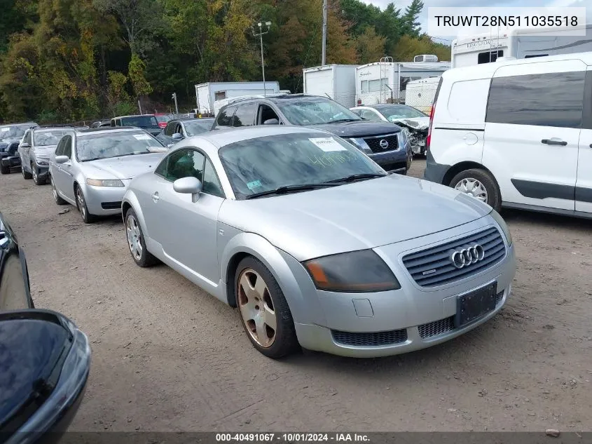 2001 Audi Tt VIN: TRUWT28N511035518 Lot: 40491067