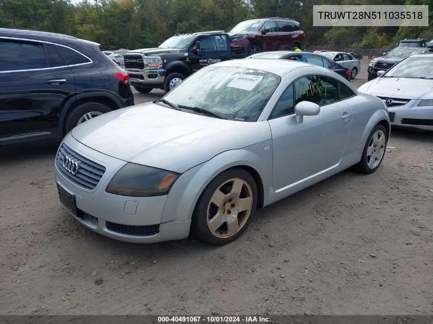 2001 Audi Tt VIN: TRUWT28N511035518 Lot: 40491067