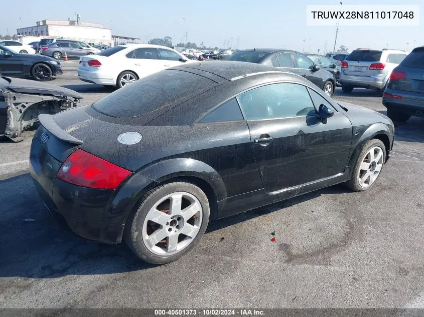 2001 Audi Tt VIN: TRUWX28N811017048 Lot: 40501373