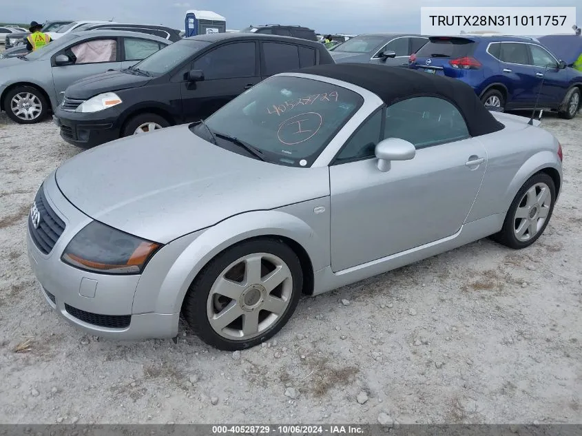 2001 Audi Tt VIN: TRUTX28N311011757 Lot: 40528729