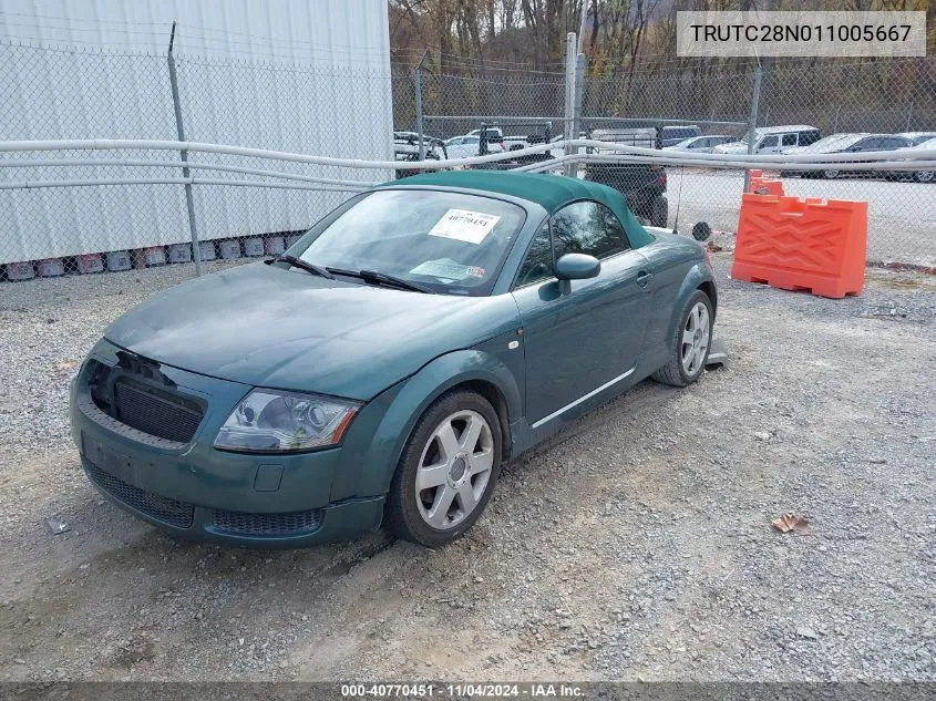 2001 Audi Tt VIN: TRUTC28N011005667 Lot: 40770451