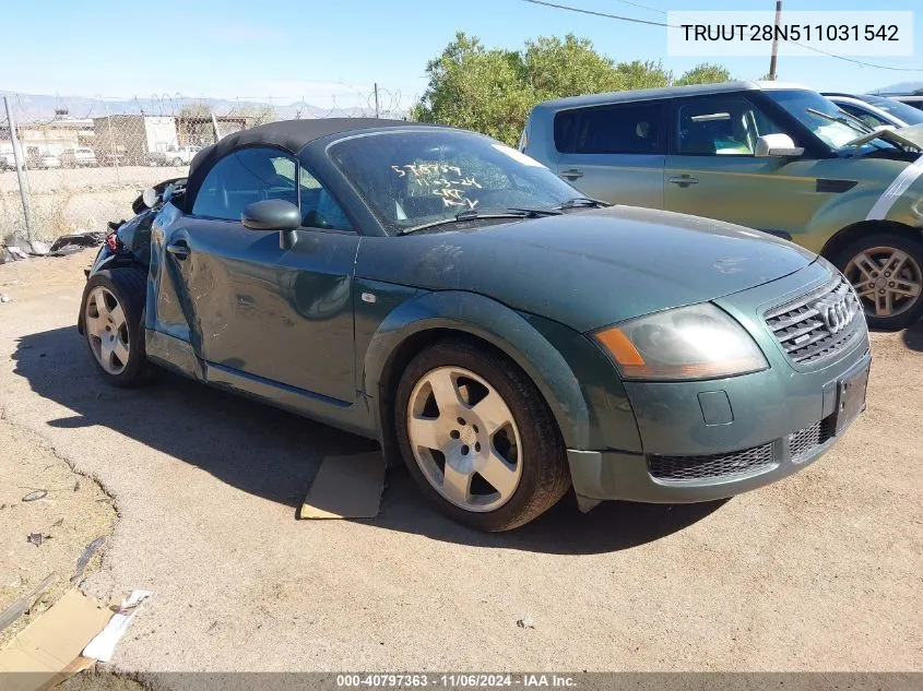 2001 Audi Tt VIN: TRUUT28N511031542 Lot: 40797363