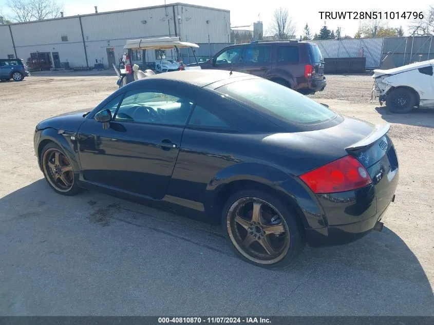 2001 Audi Tt VIN: TRUWT28N511014796 Lot: 40810870