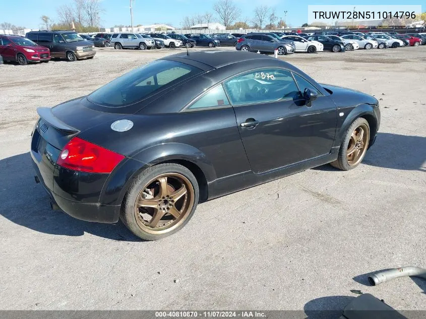 2001 Audi Tt VIN: TRUWT28N511014796 Lot: 40810870