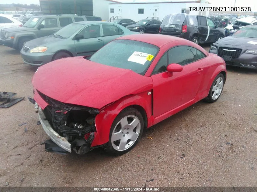 2001 Audi Tt VIN: TRUWT28N711001578 Lot: 40842345