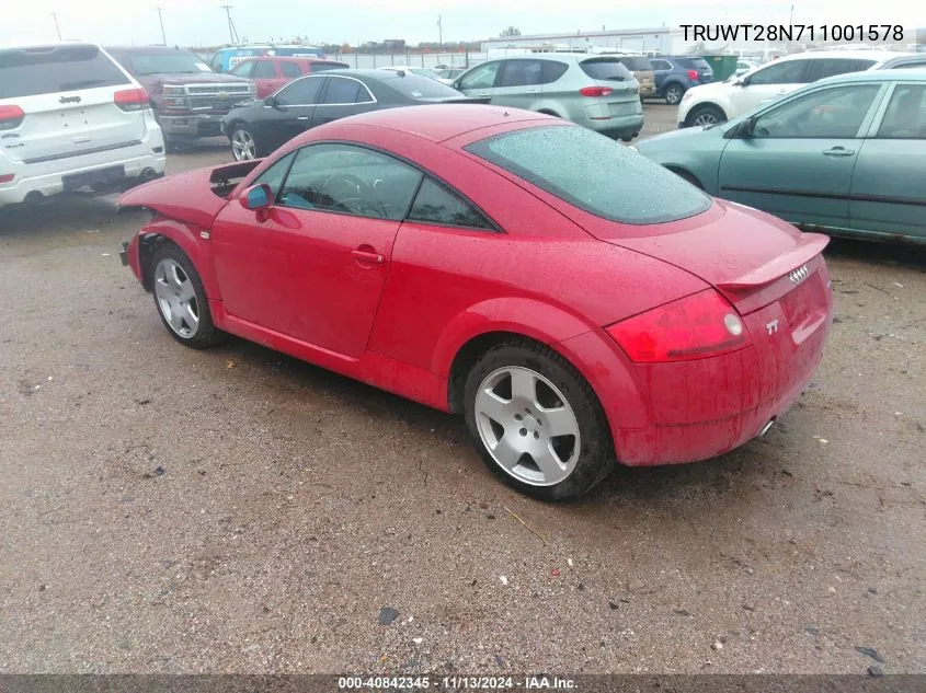 2001 Audi Tt VIN: TRUWT28N711001578 Lot: 40842345