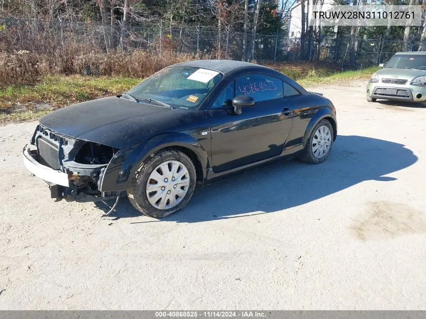 2001 Audi Tt VIN: TRUWX28N311012761 Lot: 40868525