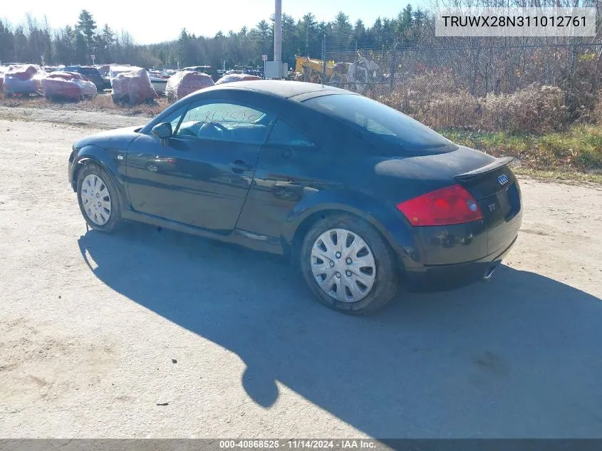 2001 Audi Tt VIN: TRUWX28N311012761 Lot: 40868525