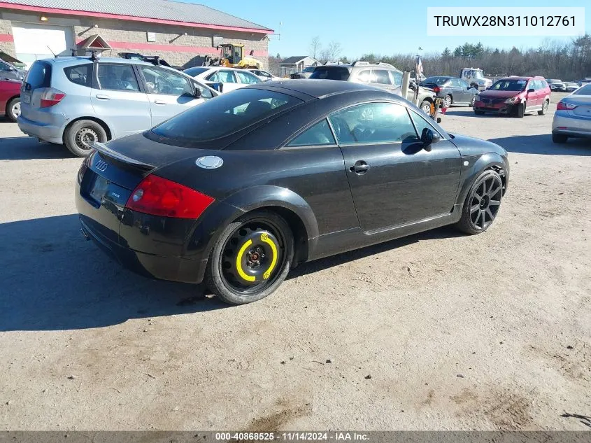 2001 Audi Tt VIN: TRUWX28N311012761 Lot: 40868525