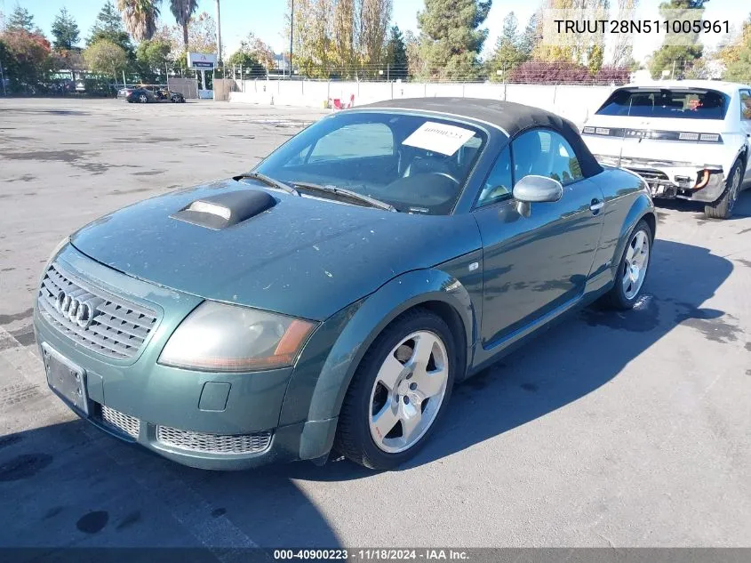 2001 Audi Tt VIN: TRUUT28N511005961 Lot: 40900223