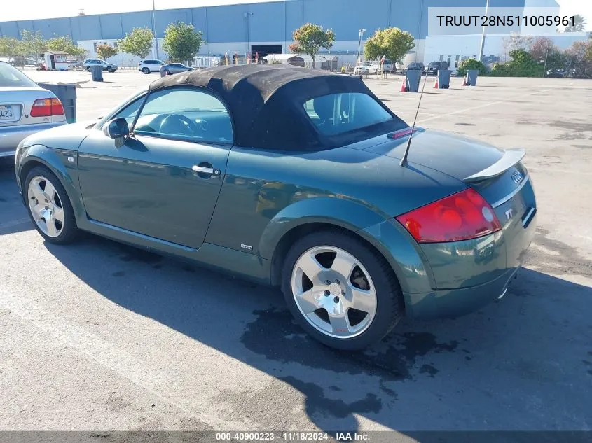 2001 Audi Tt VIN: TRUUT28N511005961 Lot: 40900223