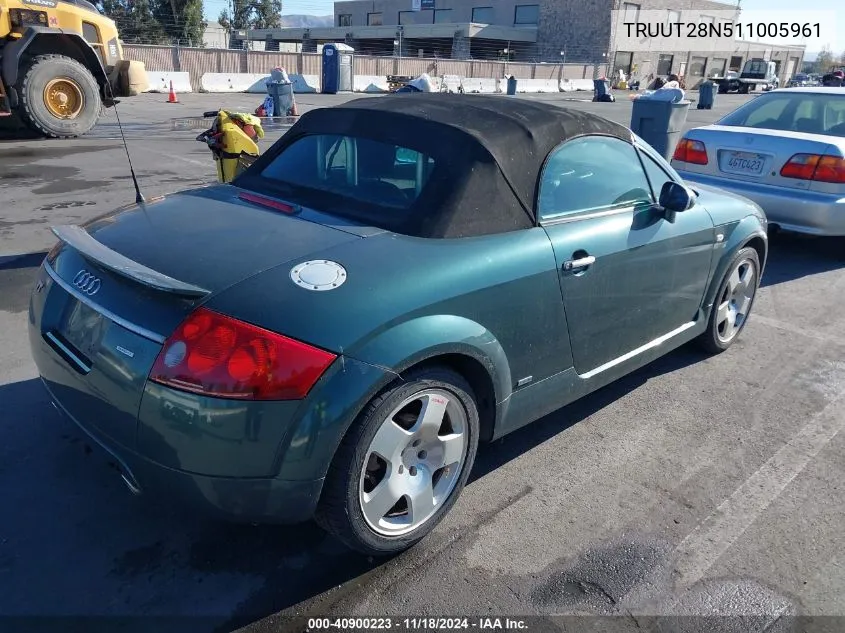 2001 Audi Tt VIN: TRUUT28N511005961 Lot: 40900223