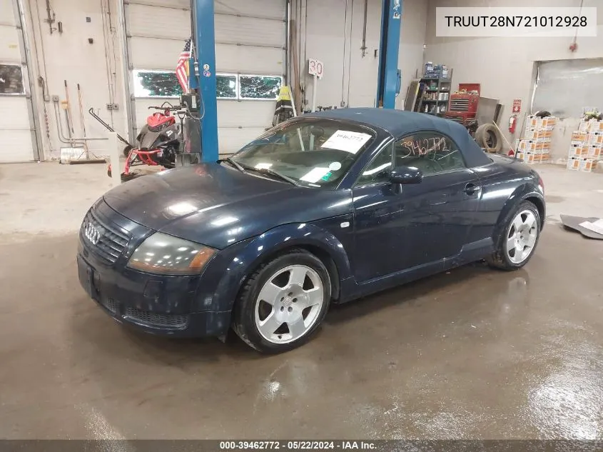 2002 Audi Tt 1.8L VIN: TRUUT28N721012928 Lot: 39462772