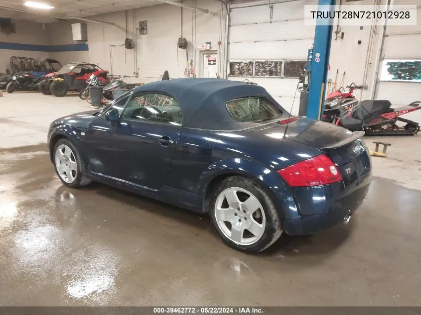 2002 Audi Tt 1.8L VIN: TRUUT28N721012928 Lot: 39462772