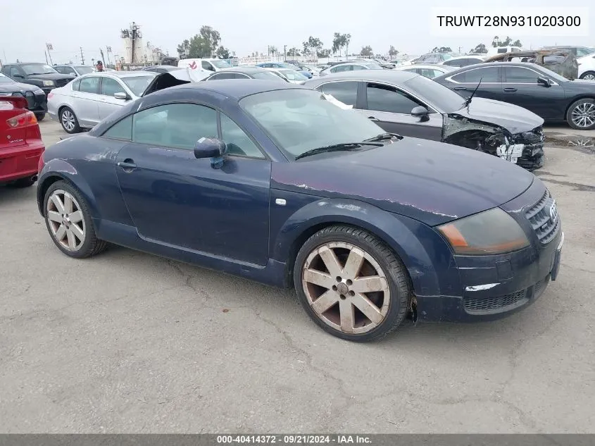 2003 Audi Tt 1.8L VIN: TRUWT28N931020300 Lot: 40414372