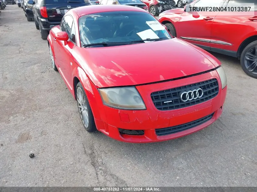 2004 Audi Tt 3.2L VIN: TRUWF28N041013387 Lot: 40753282