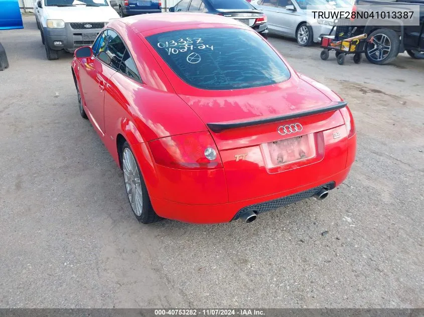 2004 Audi Tt 3.2L VIN: TRUWF28N041013387 Lot: 40753282