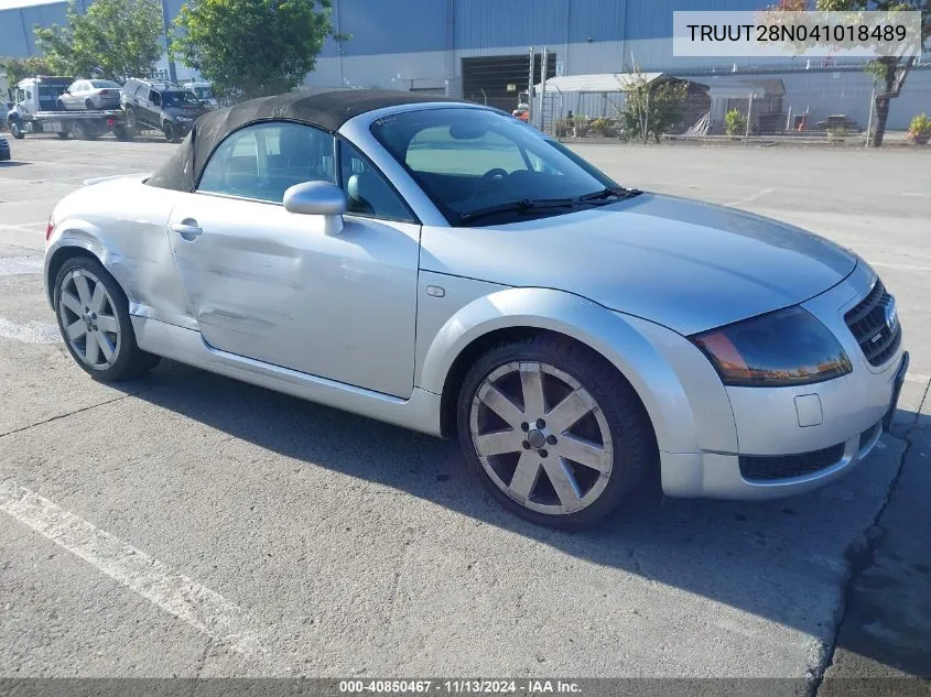 2004 Audi Tt 1.8L VIN: TRUUT28N041018489 Lot: 40850467