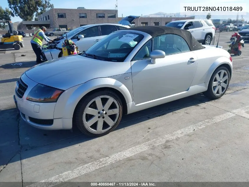 2004 Audi Tt 1.8L VIN: TRUUT28N041018489 Lot: 40850467