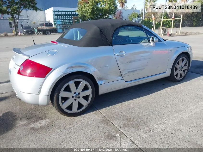 2004 Audi Tt 1.8L VIN: TRUUT28N041018489 Lot: 40850467