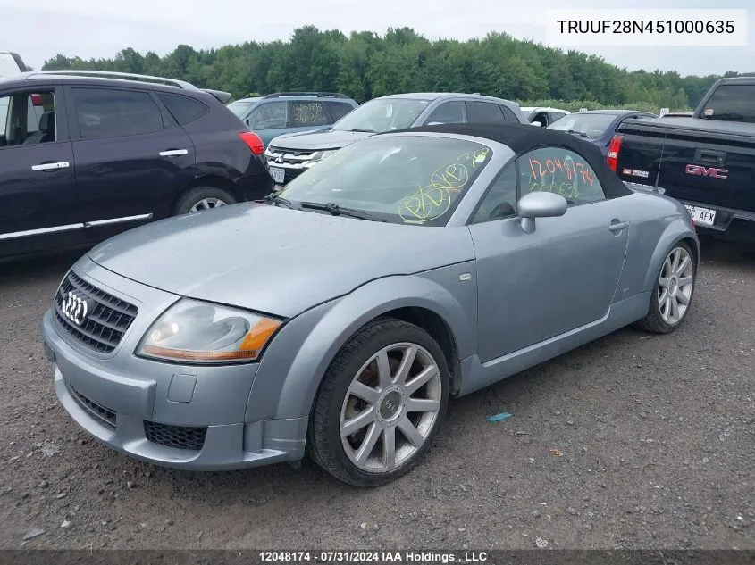 2005 Audi Tt VIN: TRUUF28N451000635 Lot: 12048174