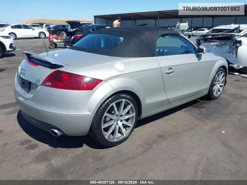 2008 Audi Tt 3.2 Quattro VIN: TRURD38J081001882 Lot: 40307125