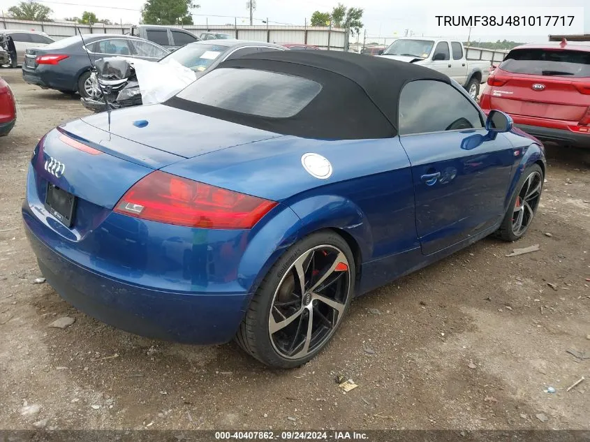 2008 Audi Tt 2.0T VIN: TRUMF38J481017717 Lot: 40407862