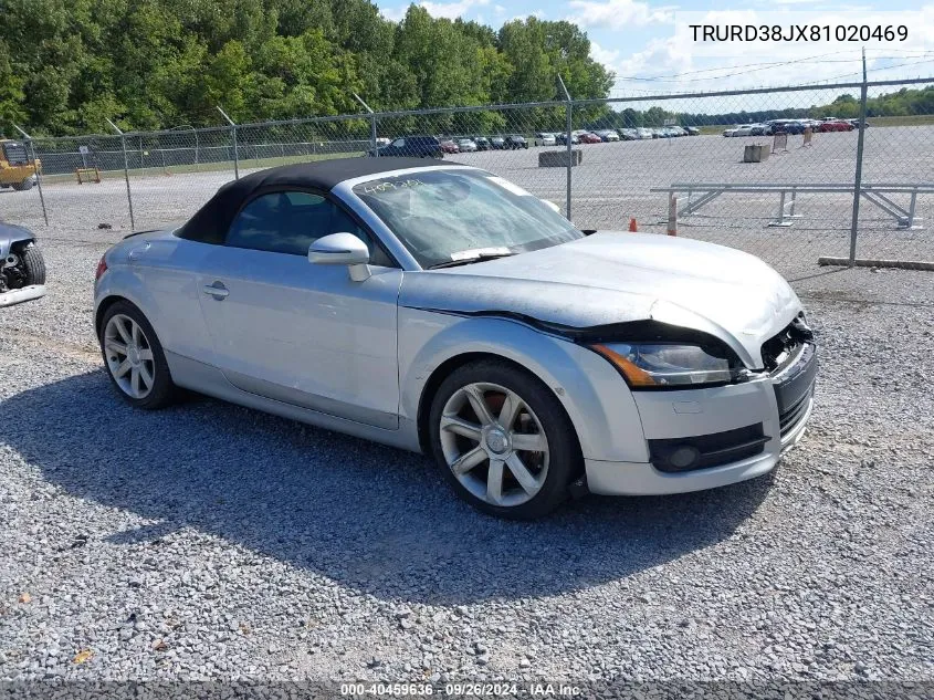 2008 Audi Tt 3.2 VIN: TRURD38JX81020469 Lot: 40459636