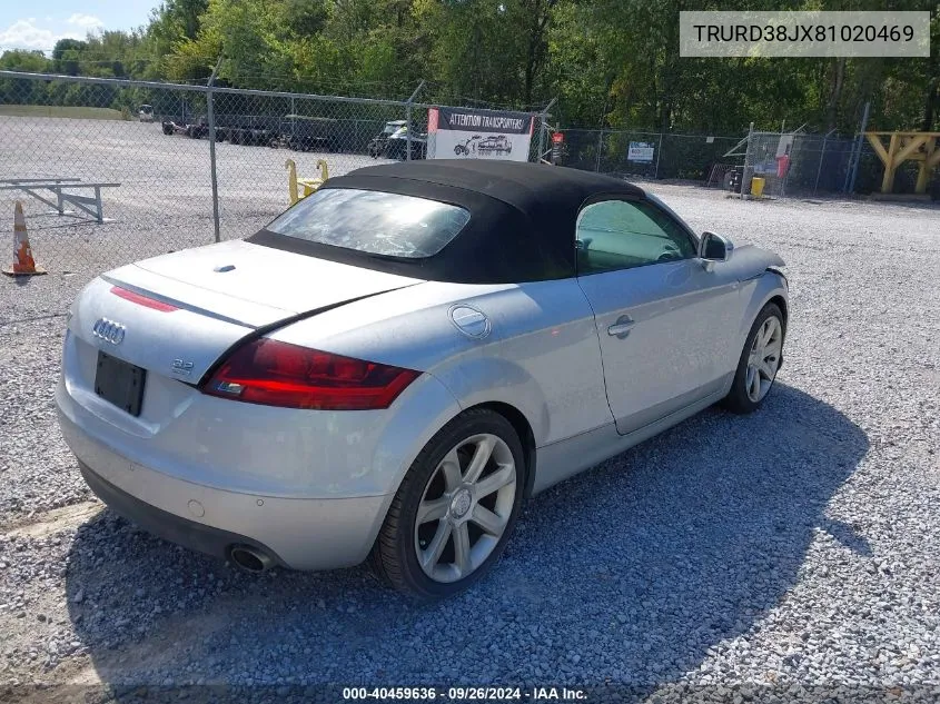 2008 Audi Tt 3.2 VIN: TRURD38JX81020469 Lot: 40459636