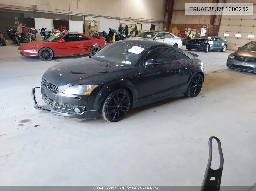 2008 Audi Tt 2.0T VIN: TRUAF38J781000252 Lot: 40653970