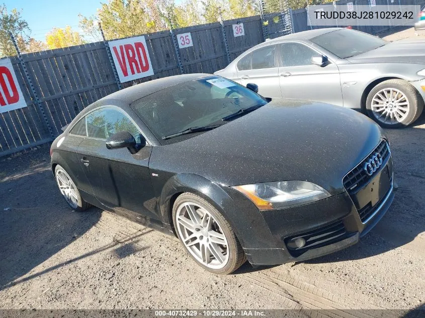 2008 Audi Tt 3.2 VIN: TRUDD38J281029242 Lot: 40732429