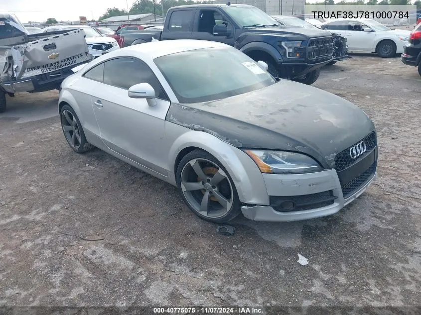 2008 Audi Tt 2.0T VIN: TRUAF38J781000784 Lot: 40775075