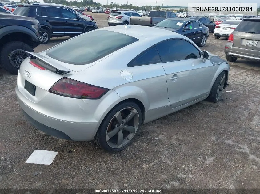 2008 Audi Tt 2.0T VIN: TRUAF38J781000784 Lot: 40775075