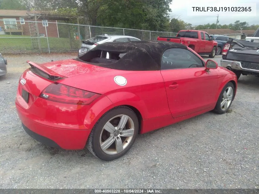 2009 Audi Tt 2.0T VIN: TRULF38J191032365 Lot: 40503228