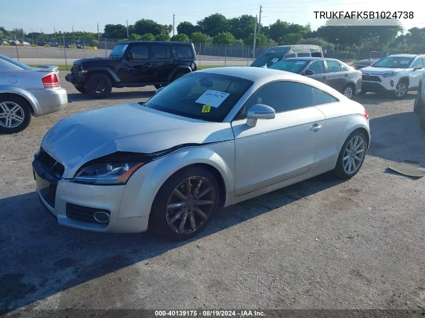 2011 Audi Tt 2.0T Premium Plus VIN: TRUKFAFK5B1024738 Lot: 40139175