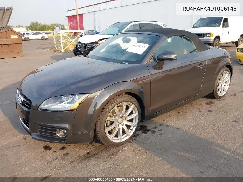 2013 Audi Tt 2.0T Premium Plus VIN: TRU4FAFK4D1006145 Lot: 40055403