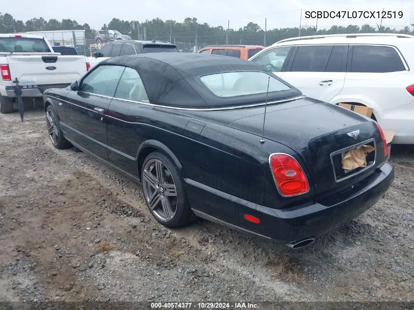 2007 Bentley Azure VIN: SCBDC47L07CX12519 Lot: 40574377