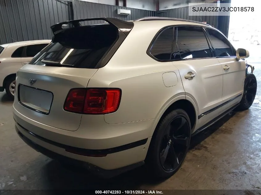 2018 Bentley Bentayga Activity Edition/Black Edition/Mulliner/Onyx Edition/W12 VIN: SJAAC2ZV3JC018578 Lot: 40742283