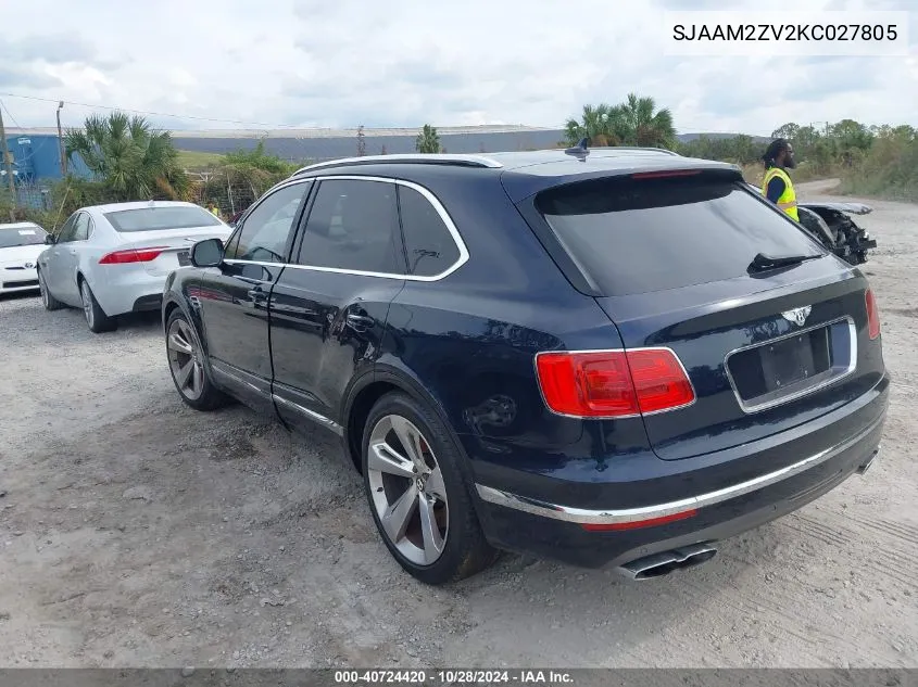 2019 Bentley Bentayga V8 VIN: SJAAM2ZV2KC027805 Lot: 40724420