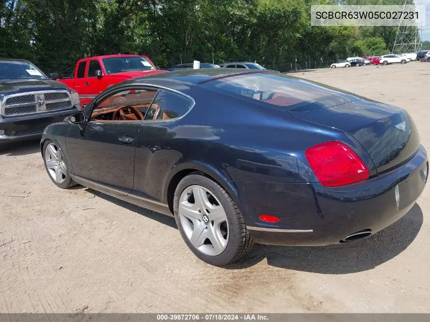 2005 Bentley Continental Gt VIN: SCBCR63W05C027231 Lot: 39872706