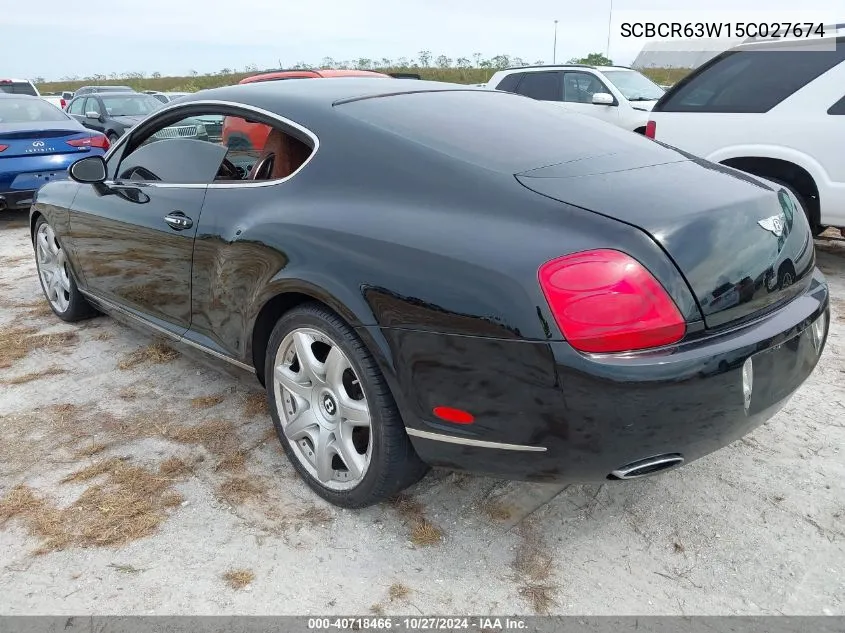 2005 Bentley Continental Gt VIN: SCBCR63W15C027674 Lot: 40718466