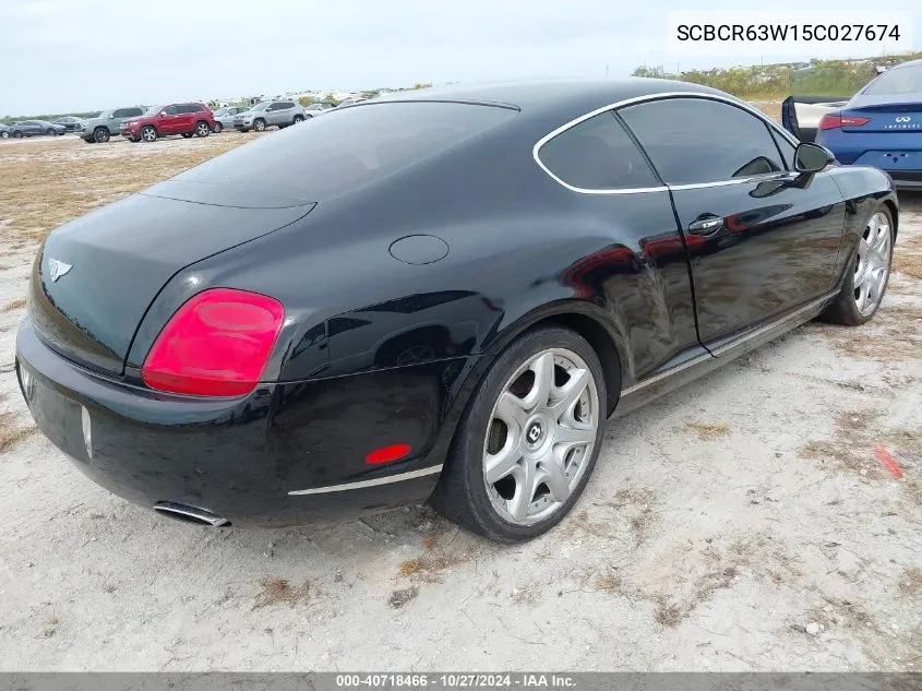 2005 Bentley Continental Gt VIN: SCBCR63W15C027674 Lot: 40718466