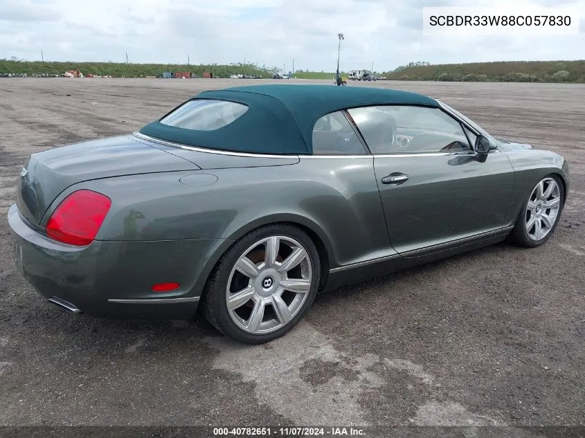 2008 Bentley Continental Gtc VIN: SCBDR33W88C057830 Lot: 40782651