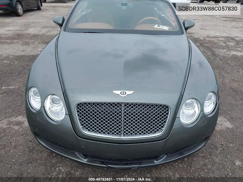 2008 Bentley Continental Gtc VIN: SCBDR33W88C057830 Lot: 40782651