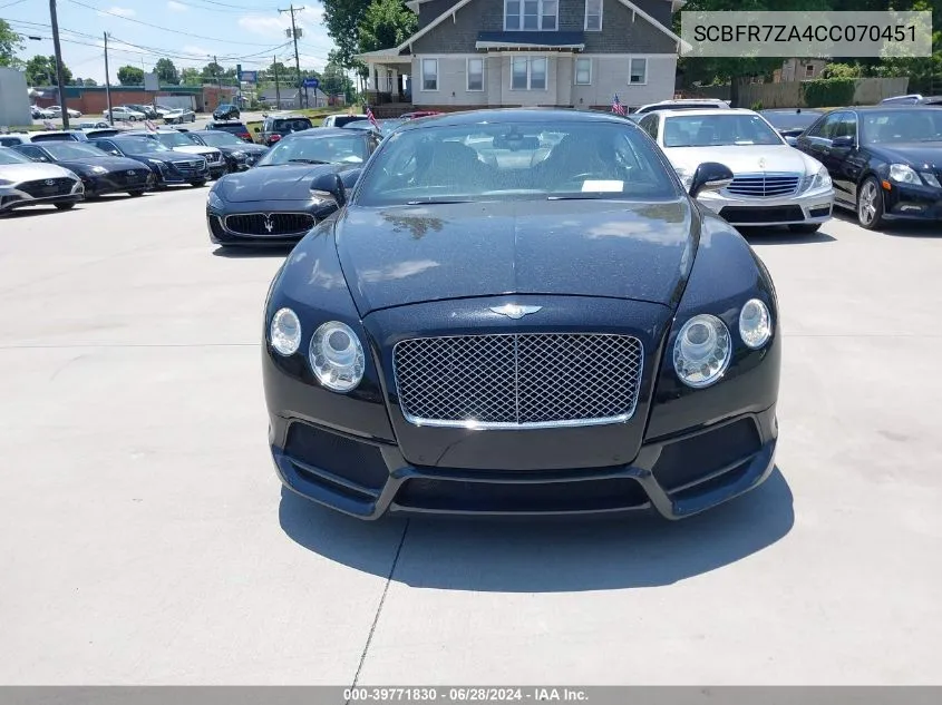 SCBFR7ZA4CC070451 2012 Bentley Continental Gt