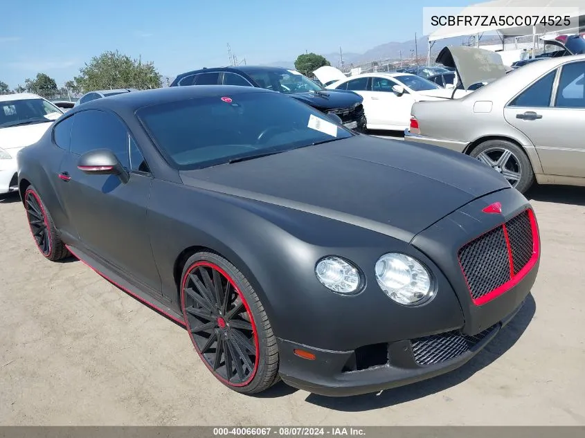 2012 Bentley Continental Gt VIN: SCBFR7ZA5CC074525 Lot: 40066067