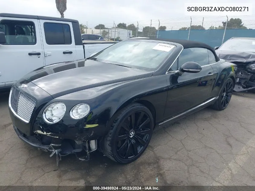 2013 Bentley Continental Gtc VIN: SCBGR3ZAXDC080271 Lot: 39498924