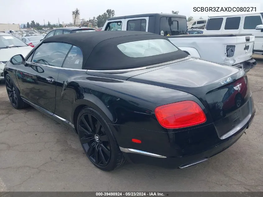 2013 Bentley Continental Gtc VIN: SCBGR3ZAXDC080271 Lot: 39498924